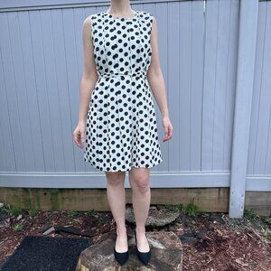 Black & White Polka Dot Belted Sleeveless Dress – Kersh M
